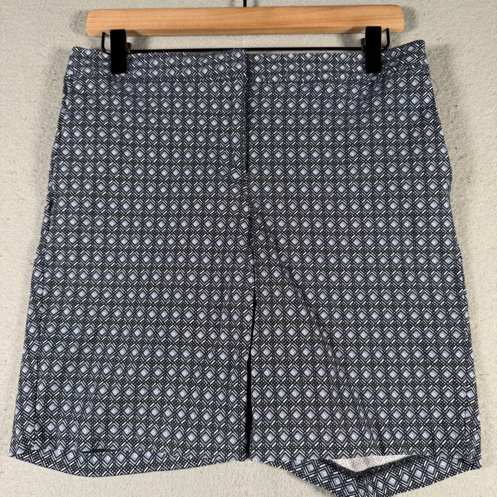 Mario Serrani Italy Blue Geometric Diamond Print Tailored Shorts Women 8 1112013